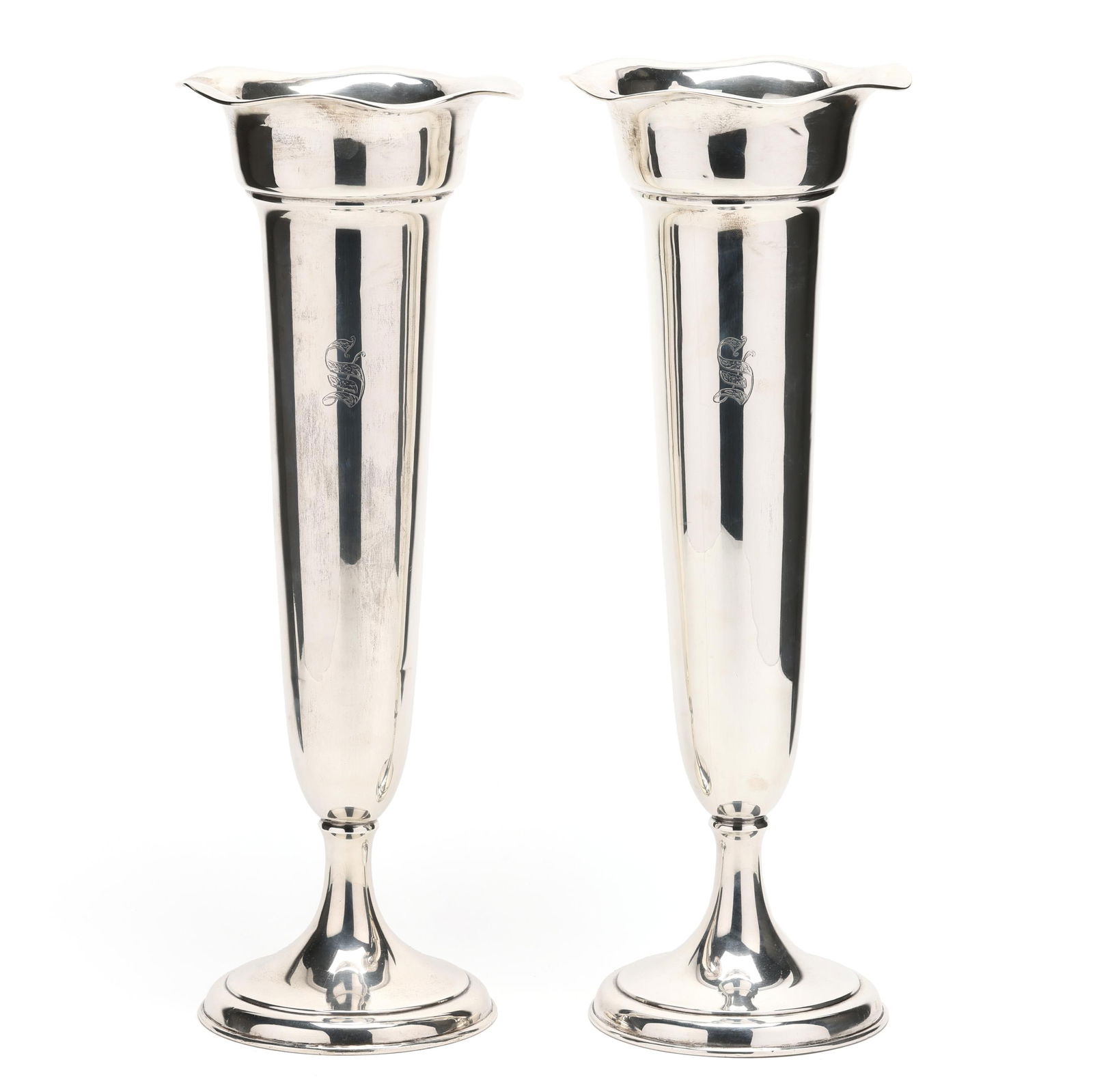 PAIR OF LARGE STERLING SILVER