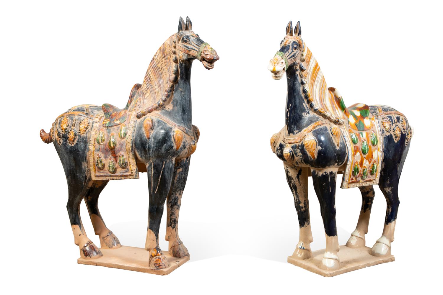 PAIR OF LARGE TANG STYLE CERAMIC