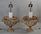 PAIR OF LARGE TERRACOTTA RAM'S