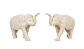 PAIR OF LARGE TESSELLATED BONE