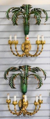 PAIR OF LARGE TOLE PALM TREE S