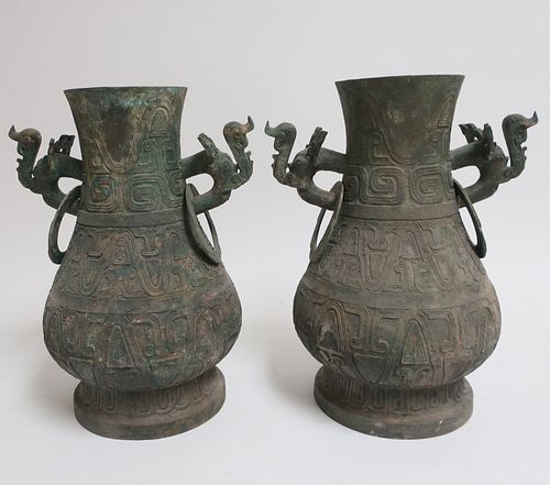 PAIR OF LARGE WESTERN ZHOU STYLE