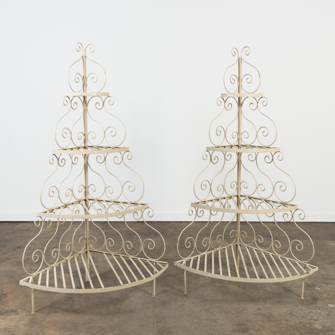PAIR OF LARGE WHITE IRON CORNER