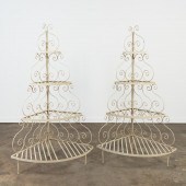 PAIR OF LARGE WHITE IRON CORNE