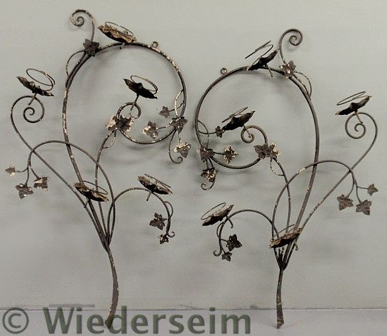 Pair of large wrought iron wall