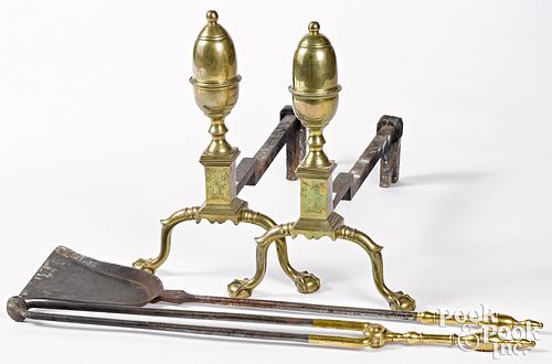 PAIR OF LATE CHIPPENDALE BRASS