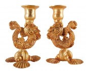 PAIR OF LAZARO DIAZ GILT METAL