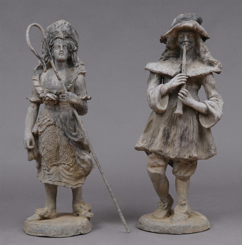 PAIR OF LEAD GARDEN DECORATIONS