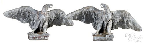 PAIR OF LEAD GARDEN SPREAD WINGED