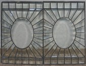 PAIR OF LEADED AND BEVELED GLA