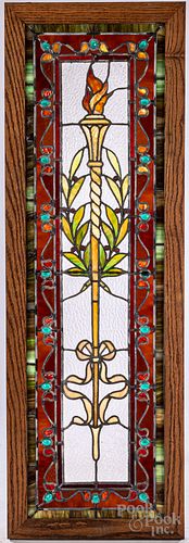 PAIR OF LEADED GLASS WINDOWS, CA.
