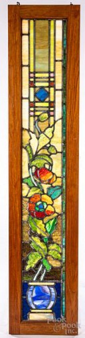 PAIR OF LEADED GLASS WINDOWS,