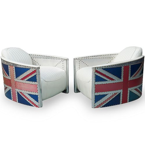 PAIR OF LEATHER AND ALUMINUM