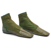 PAIR OF LEATHER AND SATEEN LAD