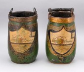 PAIR OF LEATHER FIRE BUCKETS F