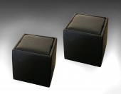 PAIR OF LEATHER STORAGE CUBES