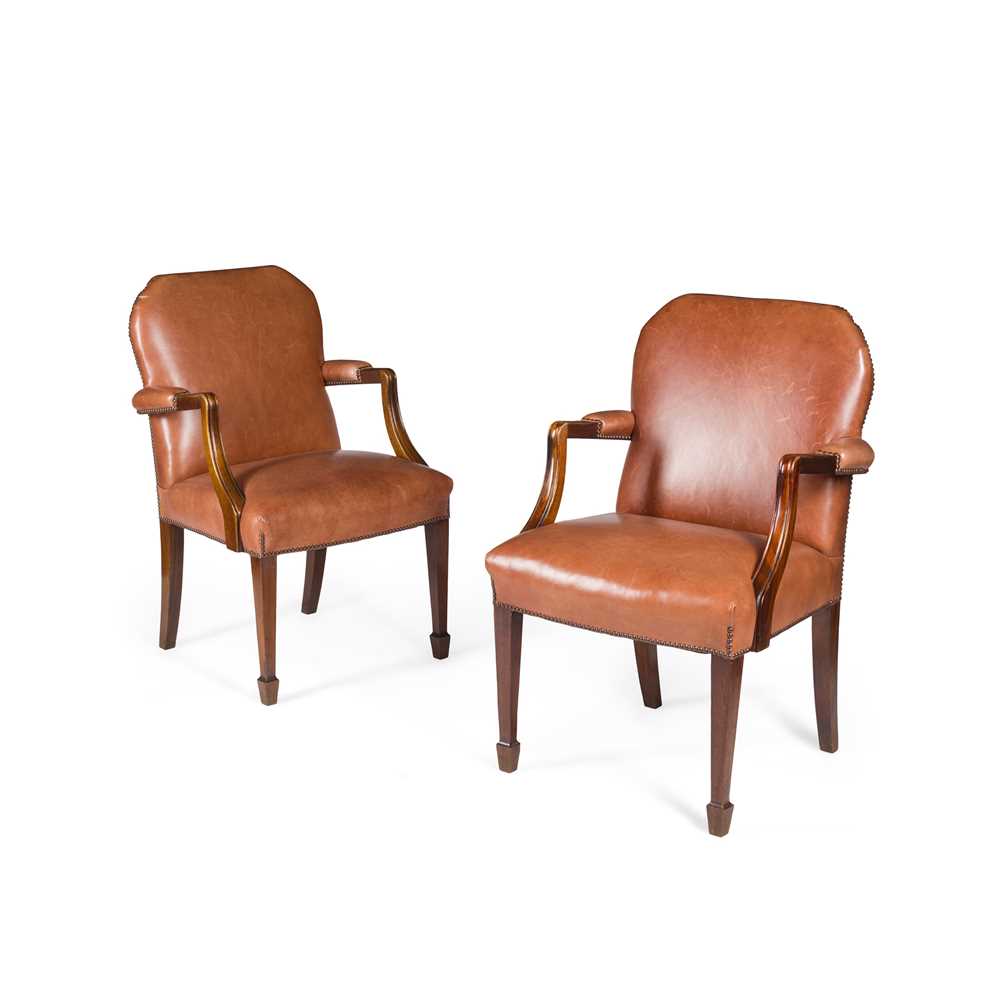 PAIR OF LEATHER UPHOLSTERED