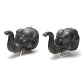 PAIR OF LEATHER WRAPPED ELEPHA
