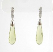 PAIR OF LEMON TOPAZ AND DIAMON