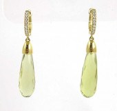 PAIR OF LEMON TOPAZ AND DIAMON