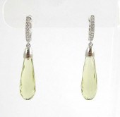 PAIR OF LEMON TOPAZ AND DIAMON