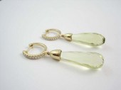 PAIR OF LEMON TOPAZ AND DIAMON