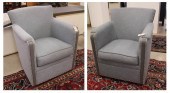 PAIR OF LIGHT BLUE UPHOLSTERED