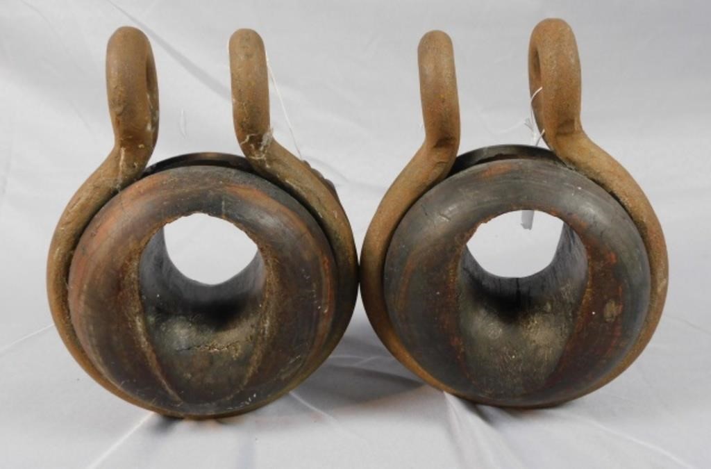 PAIR OF LIGNUM VITAE AND IRON