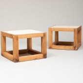 PAIR OF LIMED OAK AND TRAVERTI