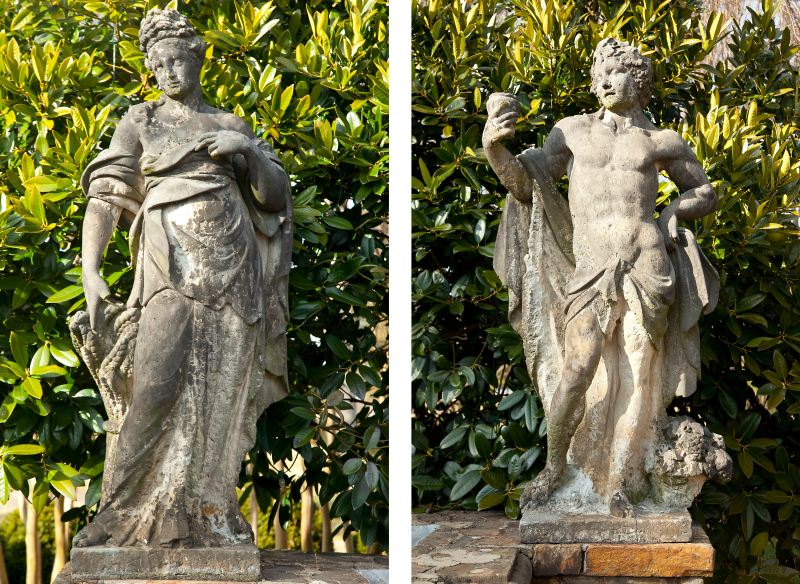 Pair of Limestone Statuesof Bacchus