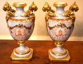 PAIR OF LIMOGE GILT & HANDPAIN
