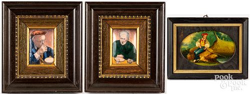 PAIR OF LIMOGES ENAMEL PORTRAIT