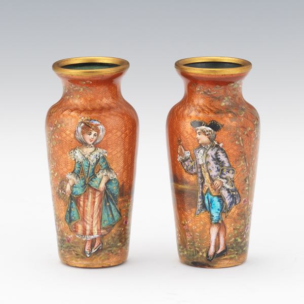 PAIR OF LIMOGES ENAMELED
