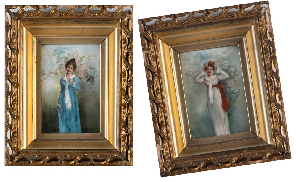 PAIR OF LIMOGES PAINTED PORCELAIN