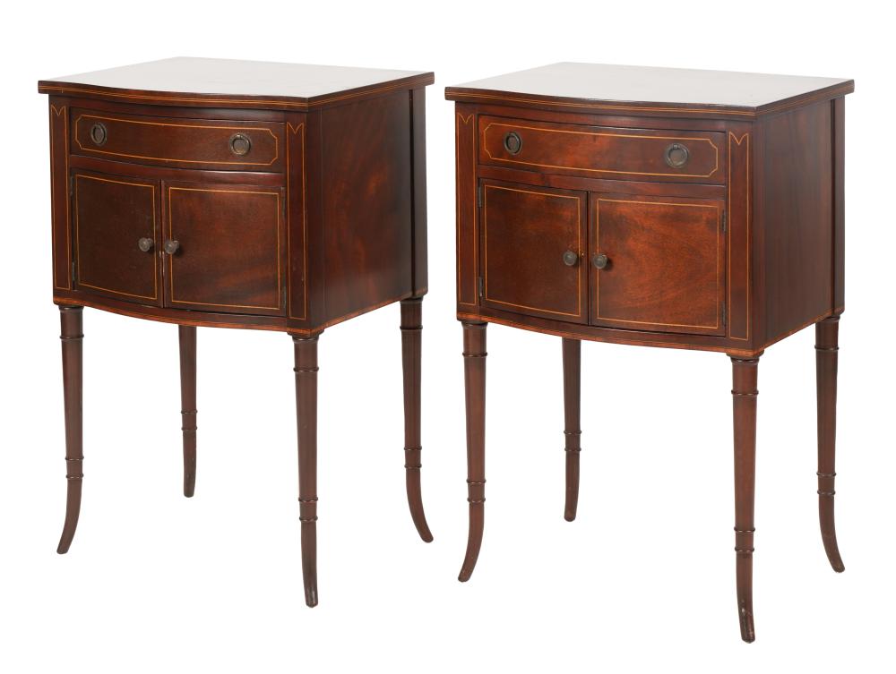 PAIR OF LINE-INLAID MAHOGANY
