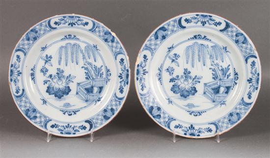 Pair of Liverpool Delftware plate