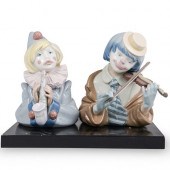 PAIR OF LLADRO CLOWN MUSICIANS