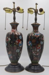 PAIR OF LOBED CLOISONNE VASES