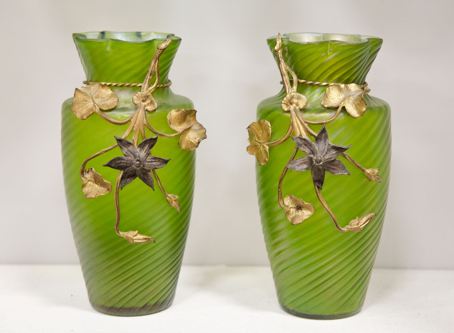 PAIR OF LOETZ TYPE VASES.  Bohemian