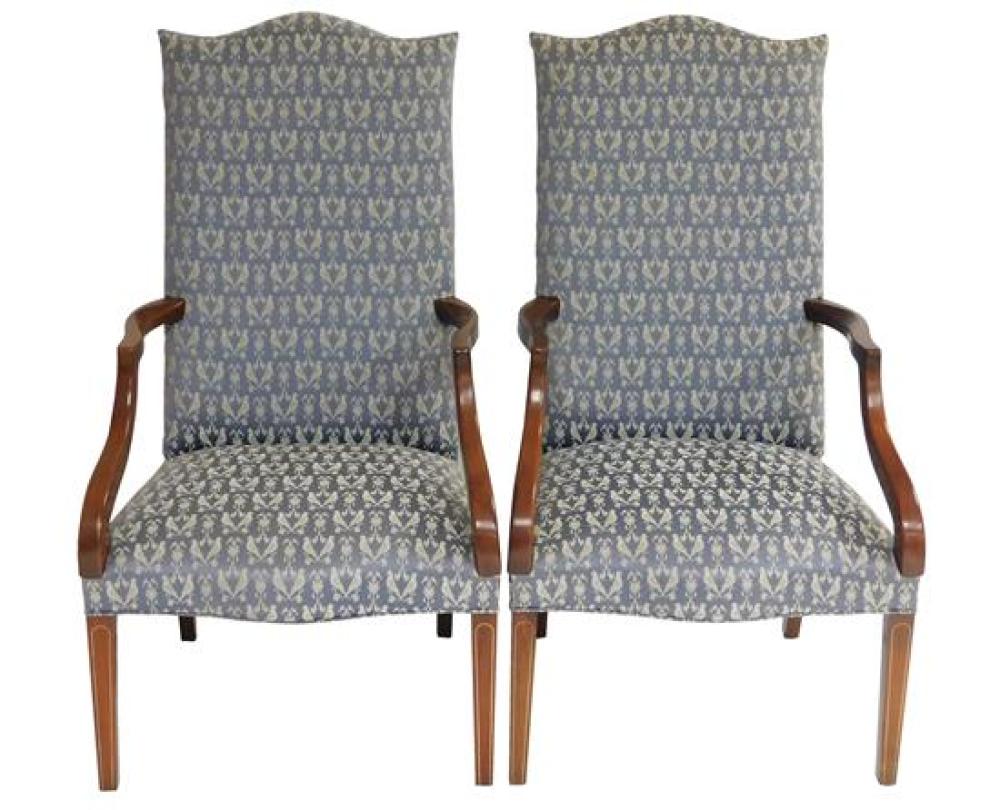 PAIR OF LOLLING ARMCHAIRS, BLUE