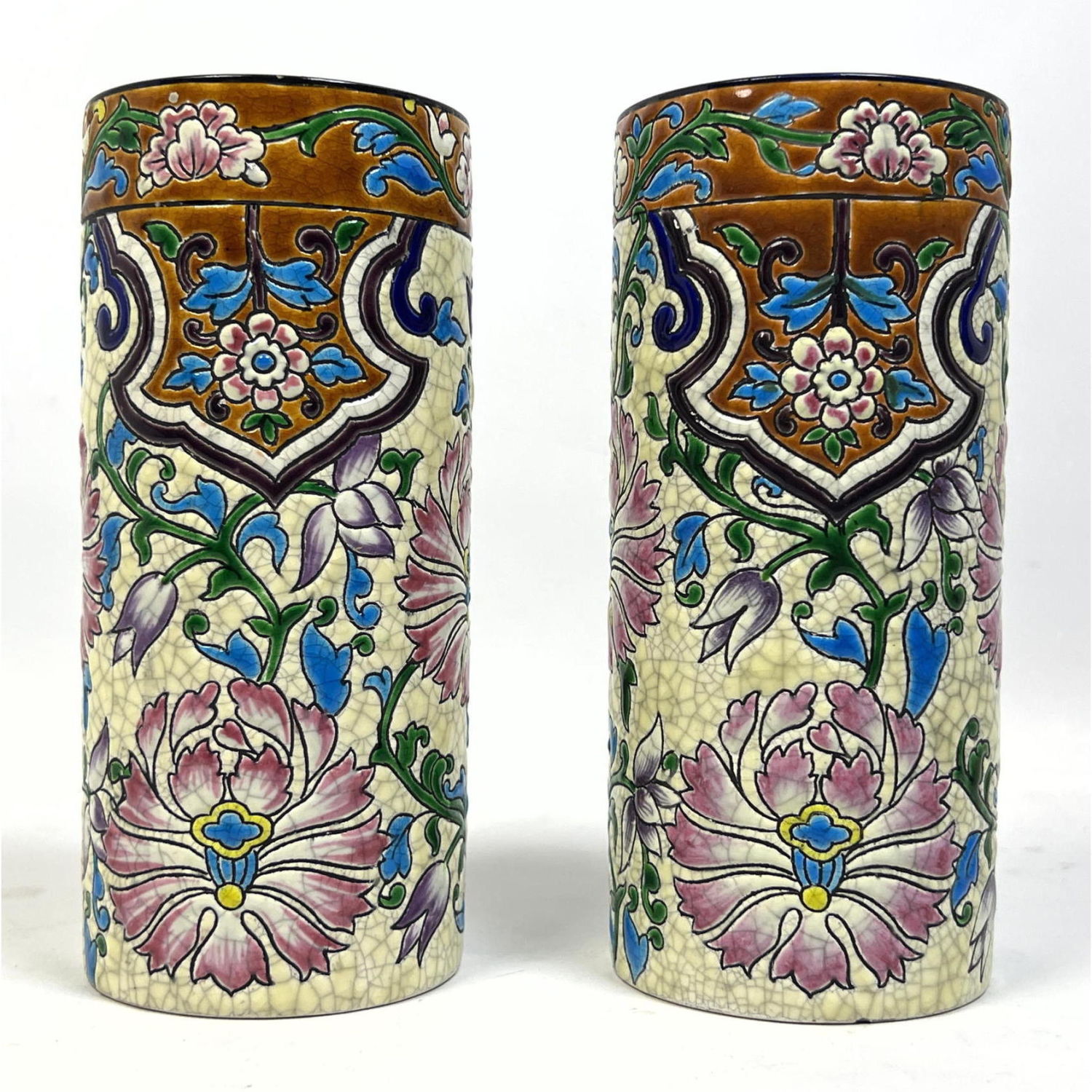 Pair of Longwy Vases. Pottery to