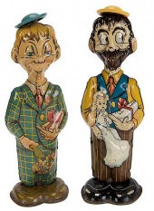 PAIR OF LOUIS MARX TIN LITHO W