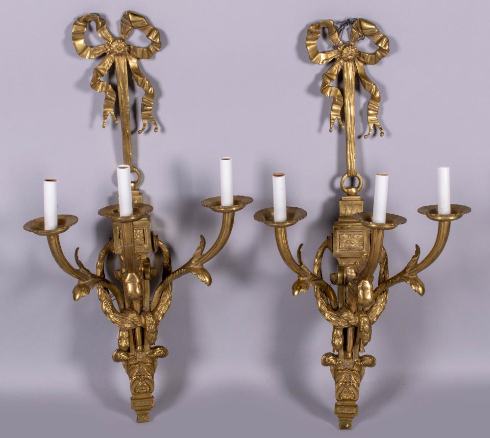 PAIR OF LOUIS XIV STYLE THREE-LIGHT