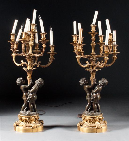 Pair of Louis XV style bronze