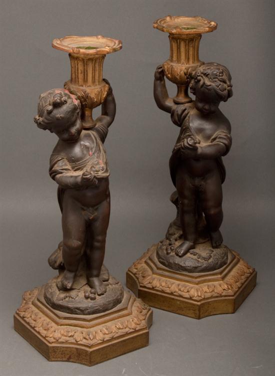 Pair of Louis XV style patinated