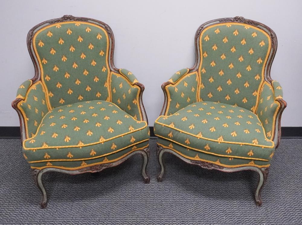PAIR OF LOUIS XV STYLE GREEN