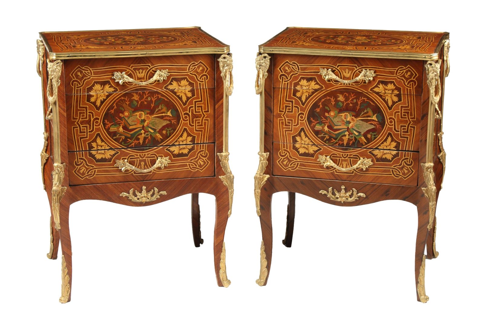 PAIR OF LOUIS XV STYLE MARQUETRY