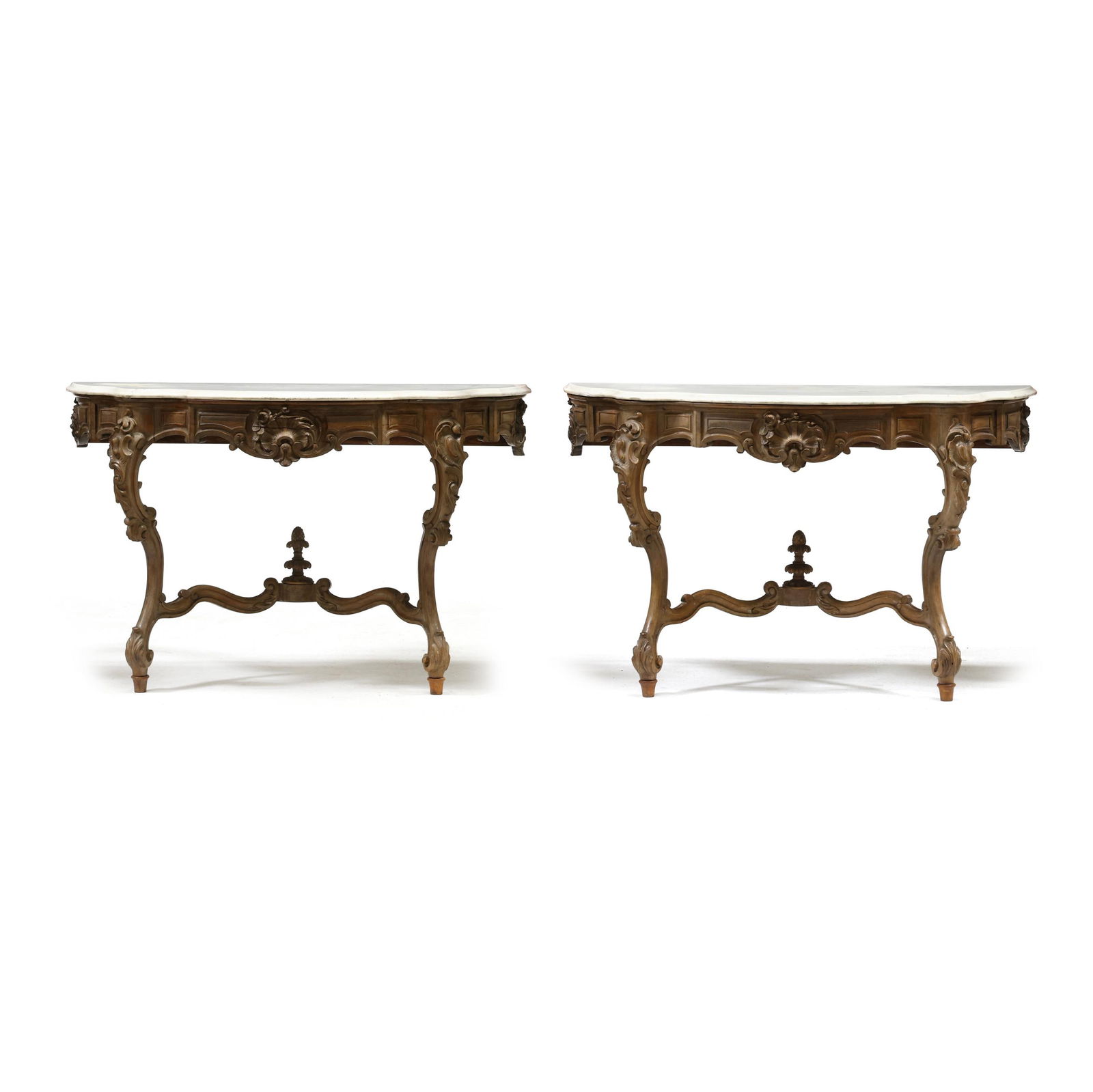 PAIR OF LOUIS XV STYLE MARBLE TOP