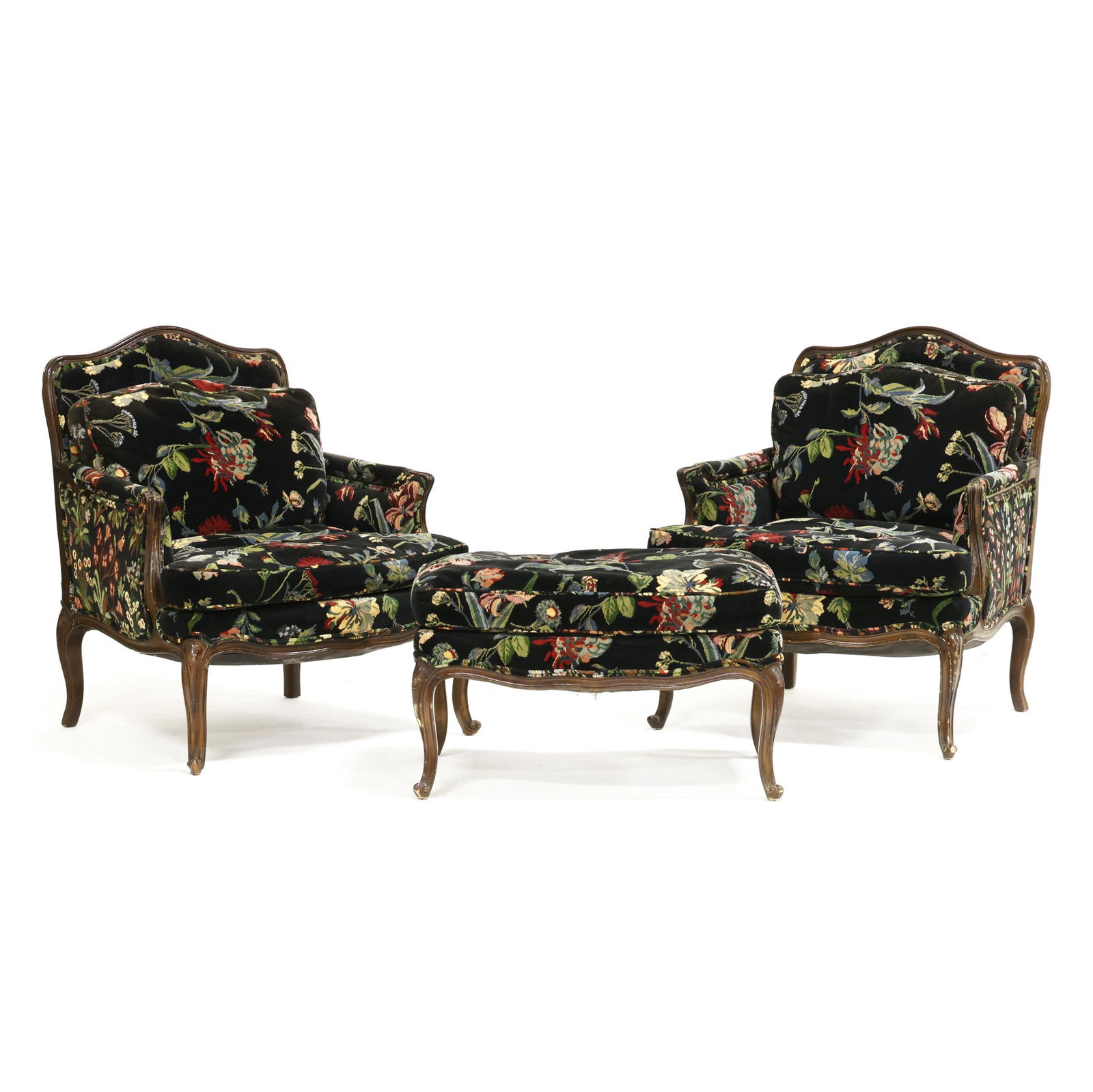 PAIR OF LOUIS XV STYLE BERGERES AND