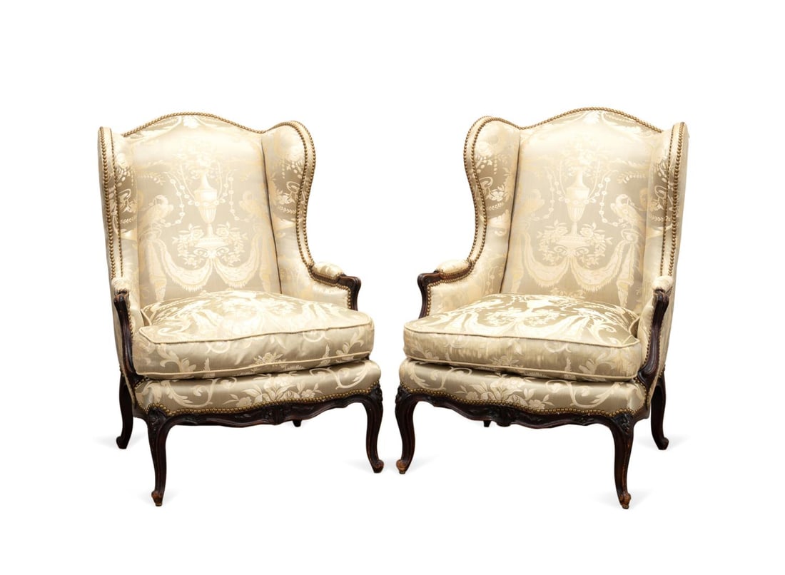 PAIR OF LOUIS XV STYLE SILK